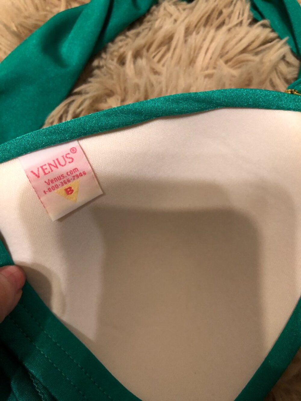 Venus Emerald Green Swimsuit with Gold Accents, B-cup, Size 6 bottoms - Picture 3 of 3